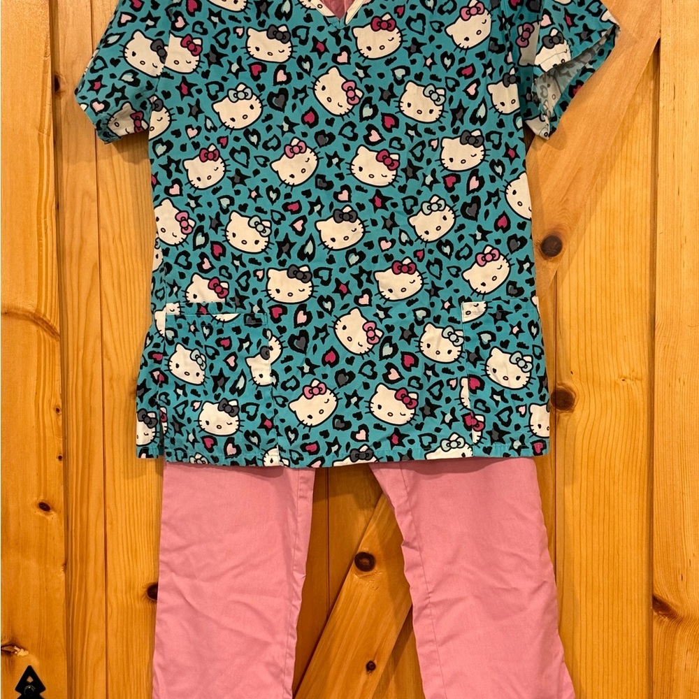 Hello Kitty scrubs Set - Teal and Pink